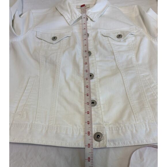 Style & Co Denim Jacket Womens Size PL Pockets Bright White Jean Western - Picture 9 of 9